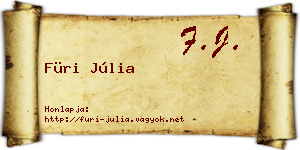Füri Júlia névjegykártya